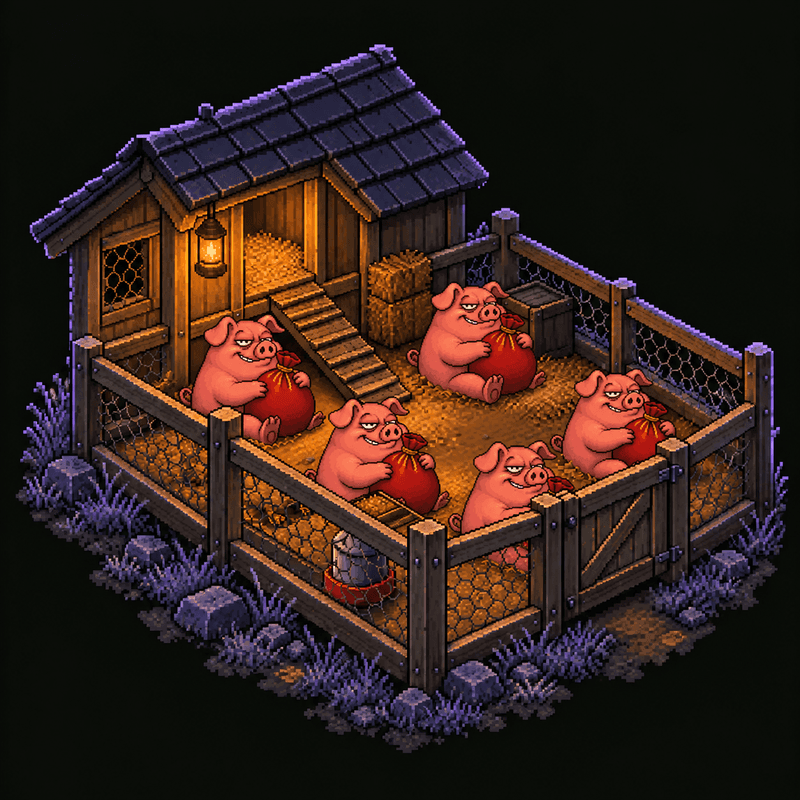 Bagholder Pen: pixel-art pigs farm, medium size