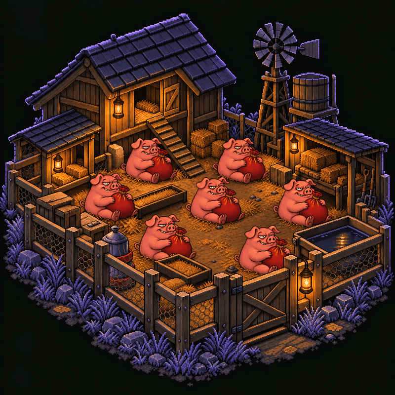 Bagholder Estate: pixel-art pigs farm, large size