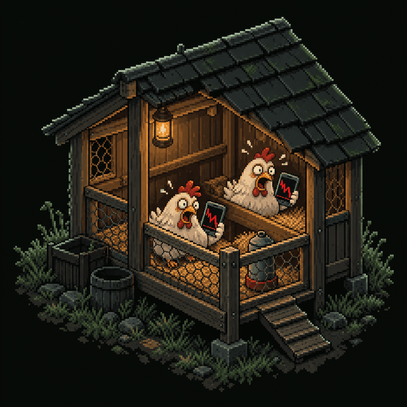 Jeeter Coop: pixel-art chickens farm, small size