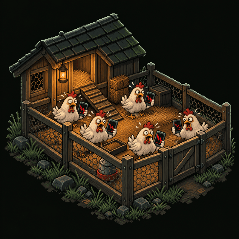 Jeeter Henhouse: pixel-art chickens farm, medium size