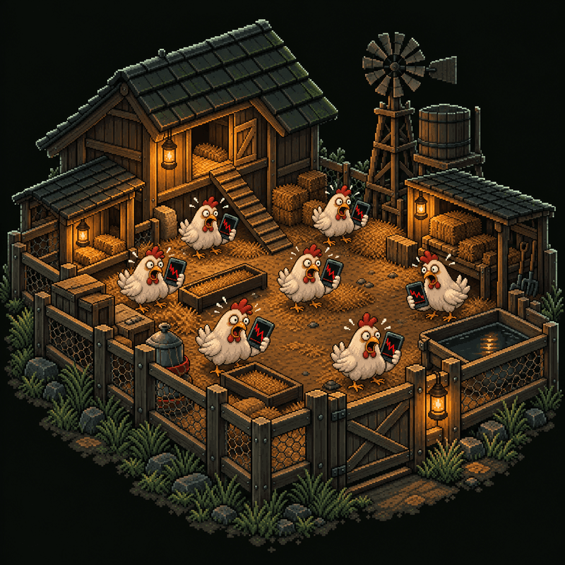 Jeeter Factory: pixel-art chickens farm, large size