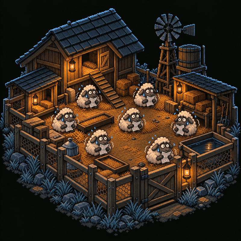 Paperhand Ranch: pixel-art sheep farm, large size