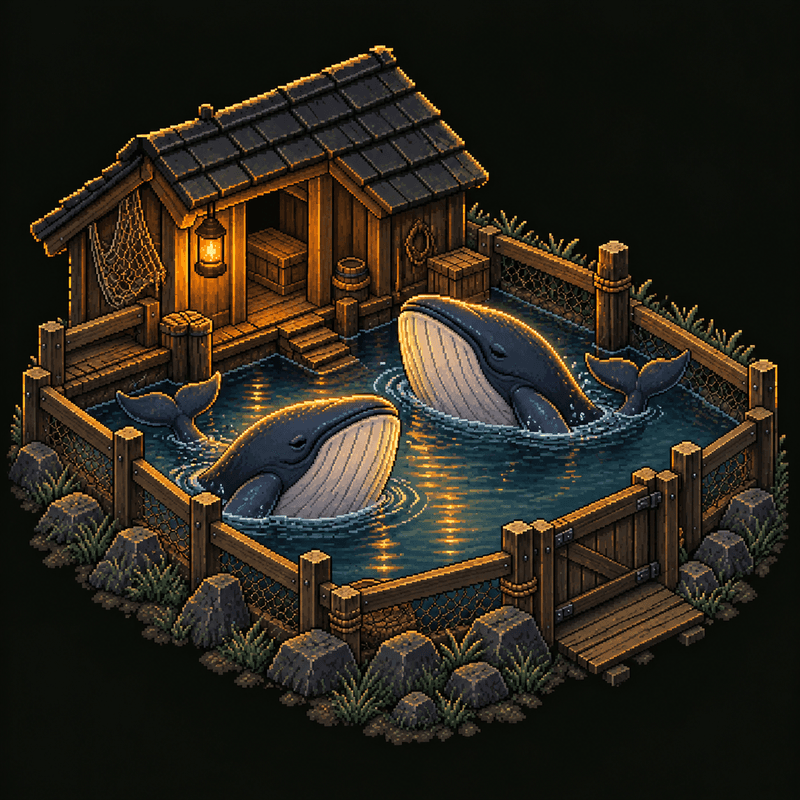 Whale Pond: pixel-art whales farm, small size
